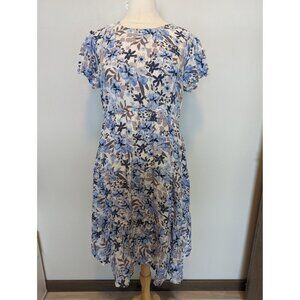 Navins XL women Floral Print Puff Sleeve Tiered dress Boho Prairie